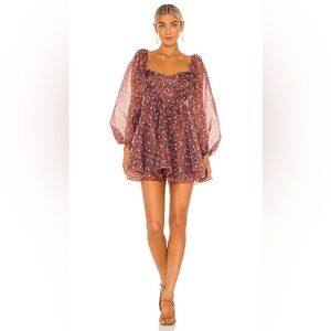 Selkie The Crimson Darling Princess Dress Puff Sleeve Ditsy Floral Womens Medium